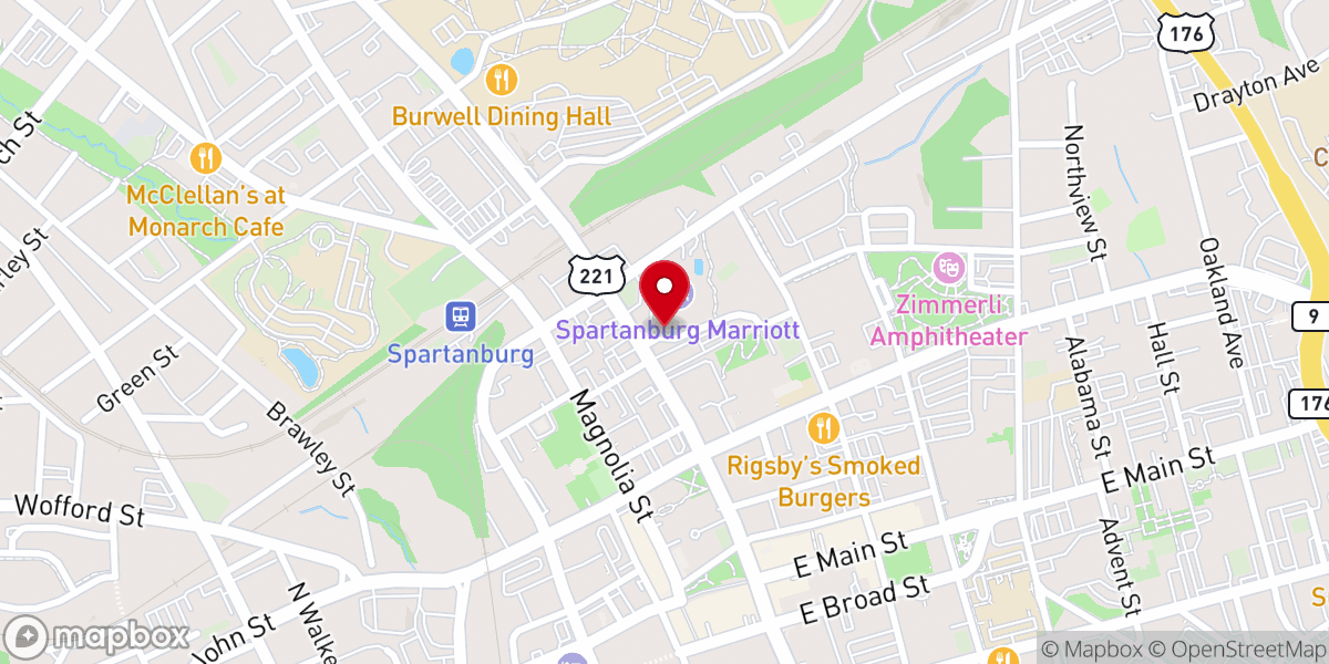 Map showing location of Spartanburg Marriott