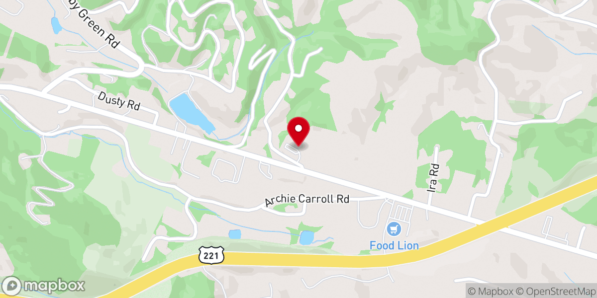 Map showing location of Boone Church of Christ