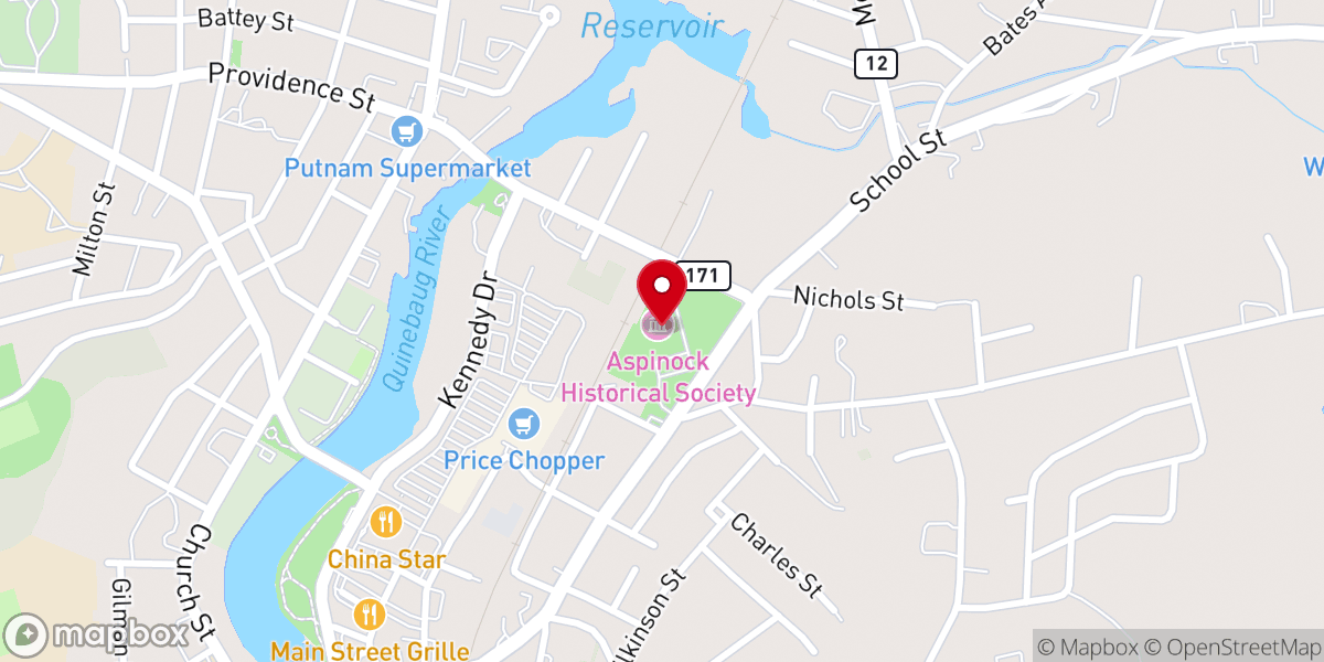 Map showing location of Putnam Town Hall