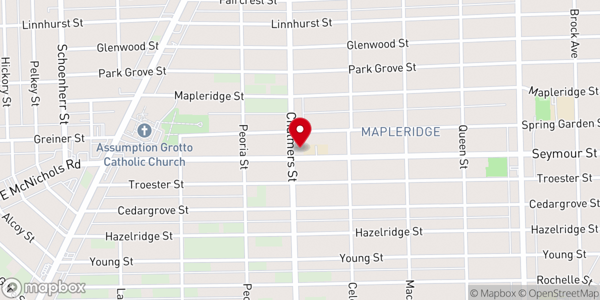 Map showing location of Mount Calvary Lutheran Church