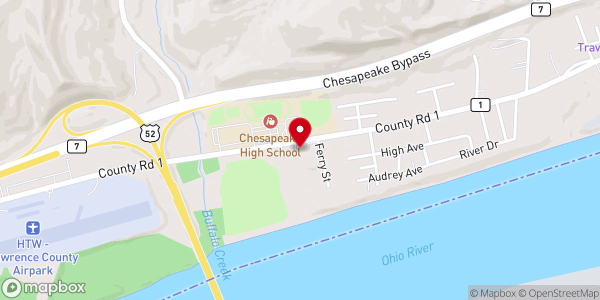 Map showing location of First Baptist Church-Chesapeake