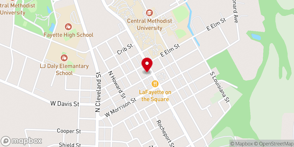 Map showing location of First Baptist Church