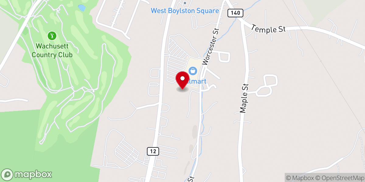 Map showing location of Freedom Worship Center, West Boylston, MA