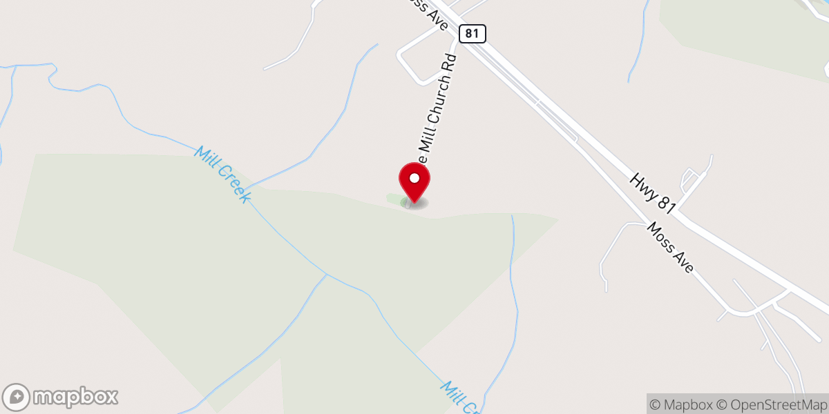 Map showing location of Little Mill Church
