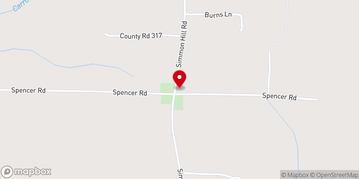 Map showing location of Simmon Hill Baptist Church