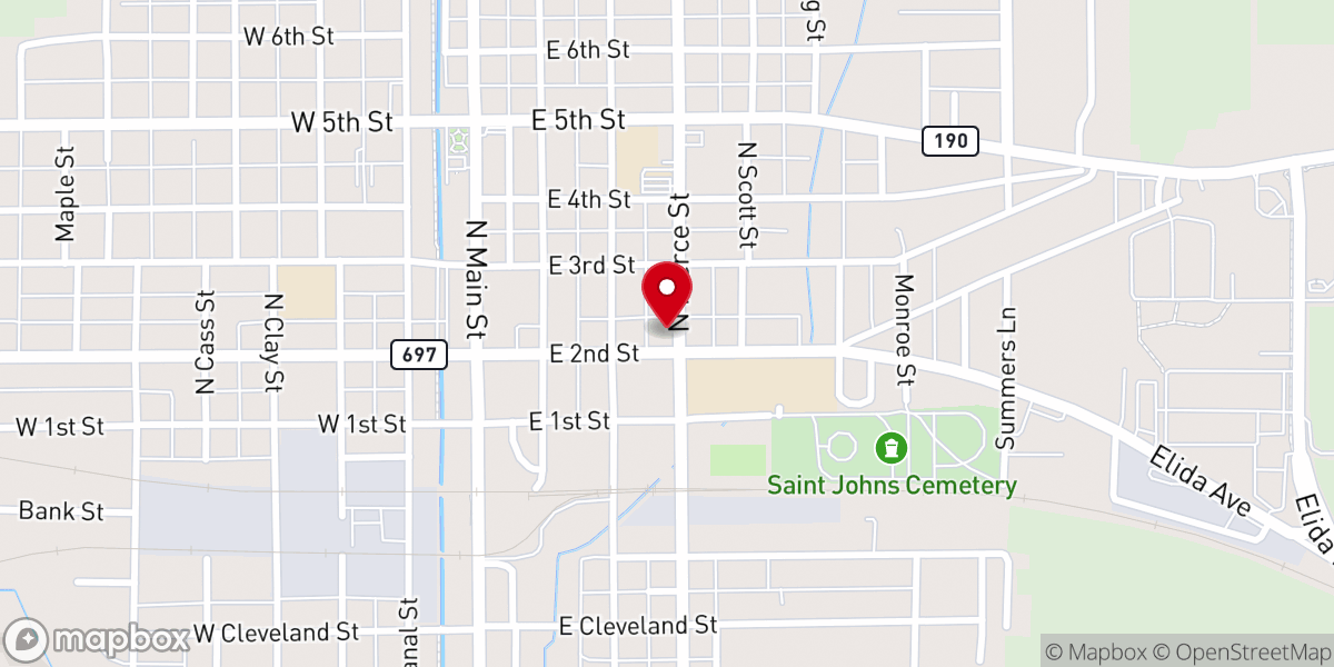Map showing location of Delphos Saint John