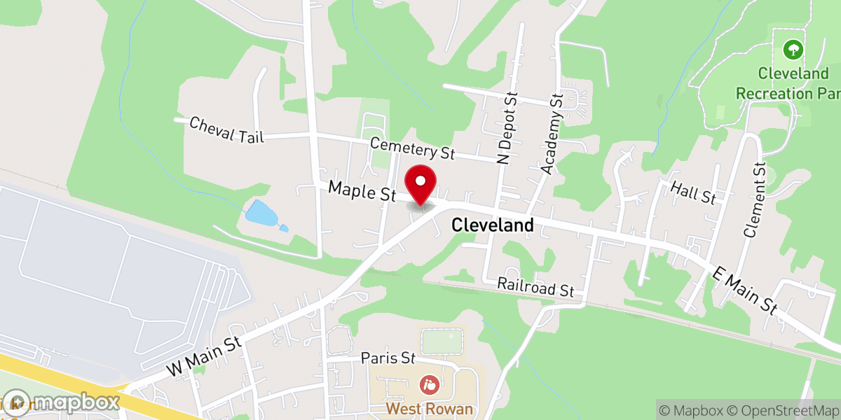 Map showing location of Cleveland Presbyterian Church