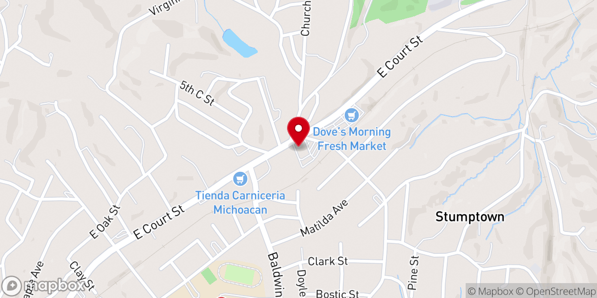 Map showing location of Clinchfield Baptist Church