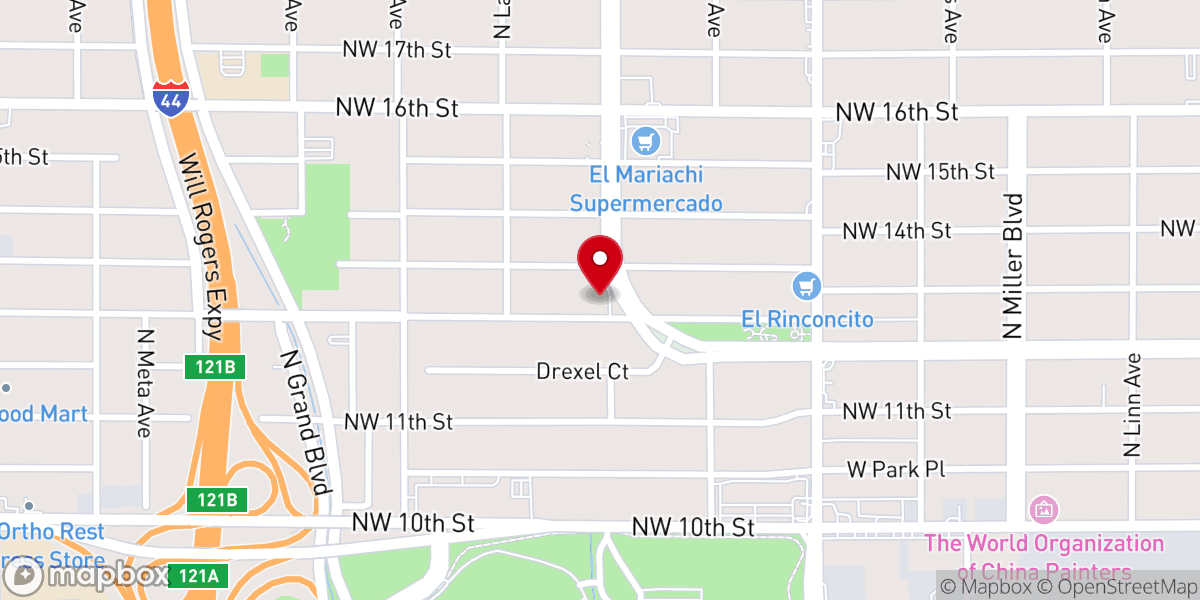 Map showing location of Twelfth and Drexel Church of Christ