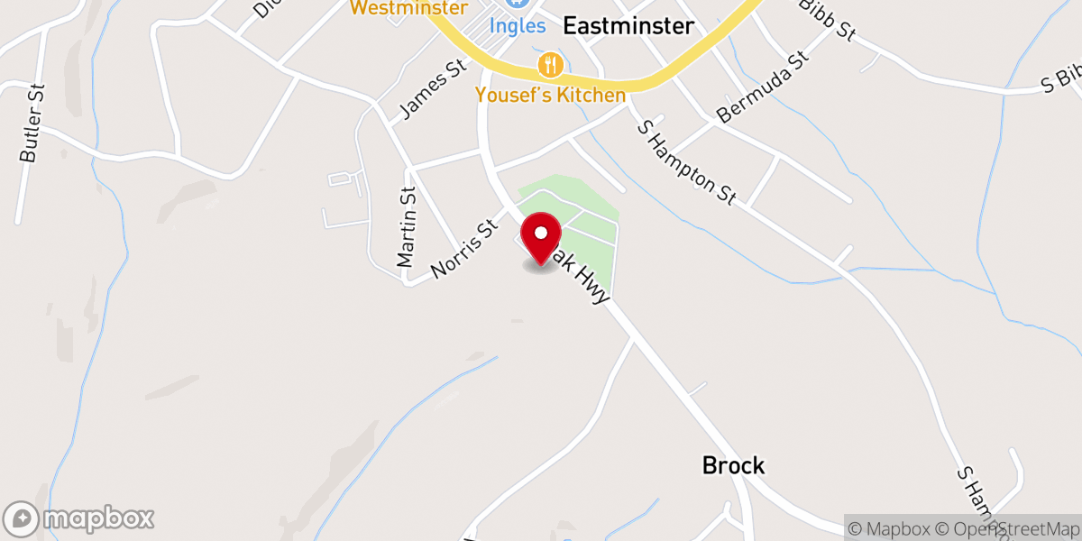 Map showing location of First Baptist Westminster