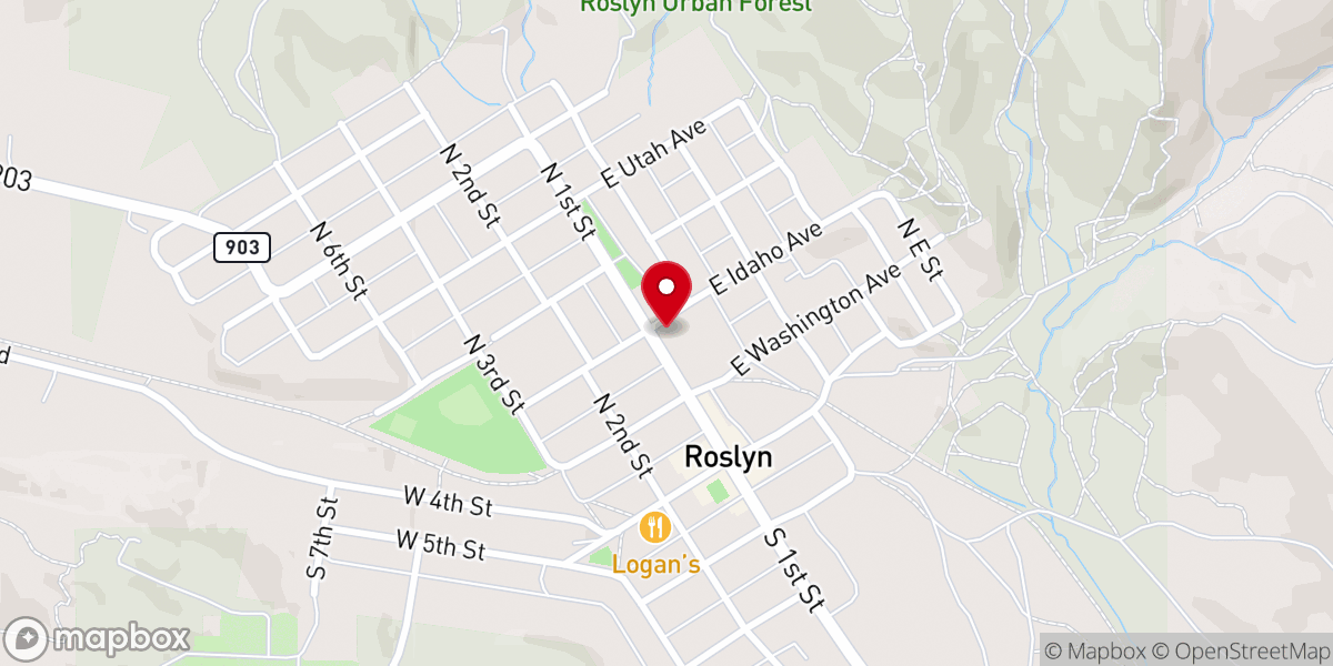 Map showing location of Roslyn Presbyterian Church