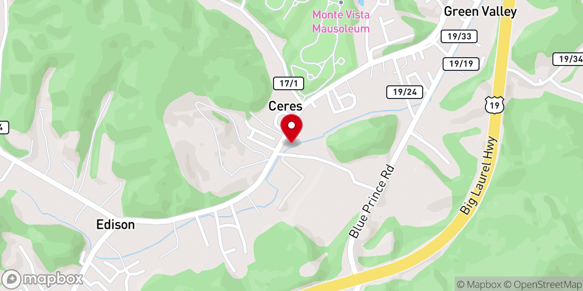 Map showing location of Ceres Baptist Church