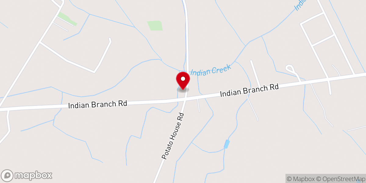 Map showing location of Indian Branch United Methodist Church