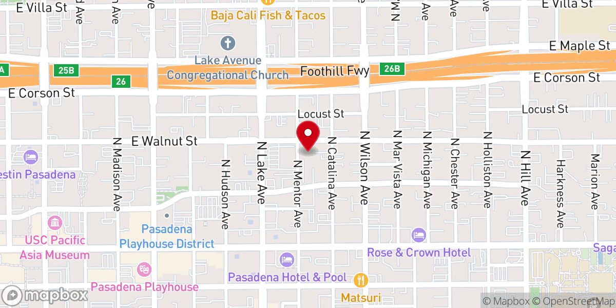 Map showing location of The Salvation Army Pasadena Tabernacle Corps