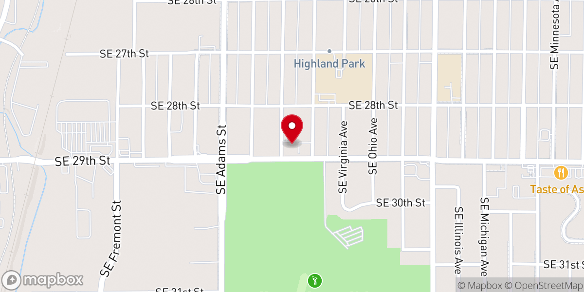 Map showing location of Highland Park Baptist