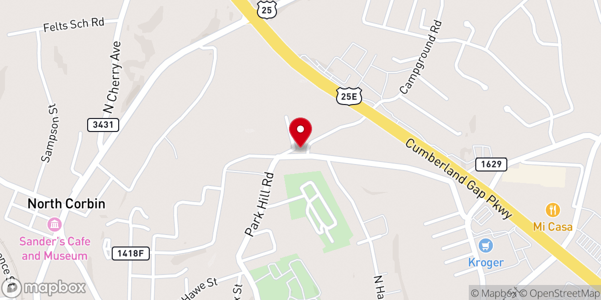 Map showing location of Park Hill Church
