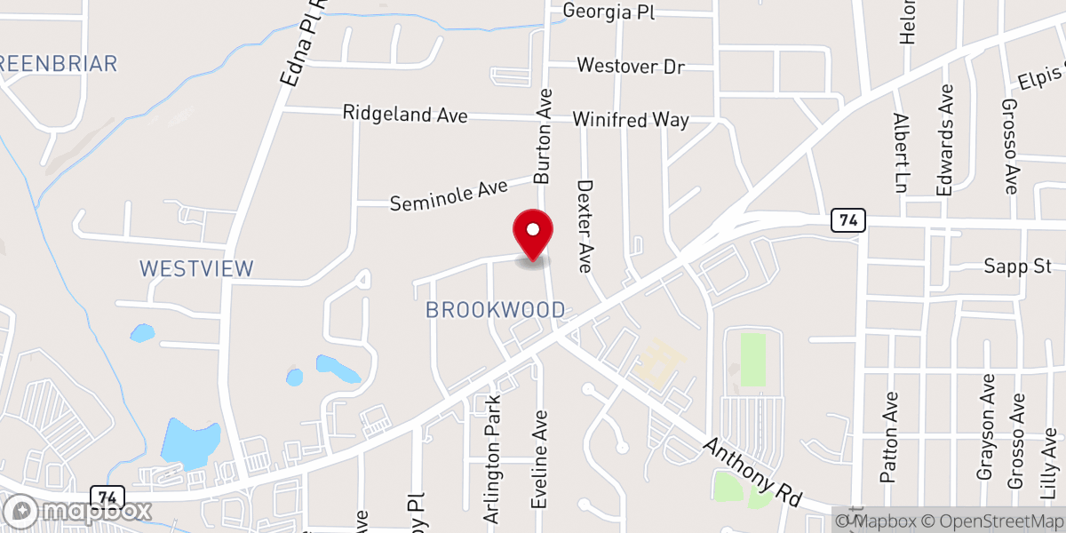 Map showing location of New Zion Baptist Church