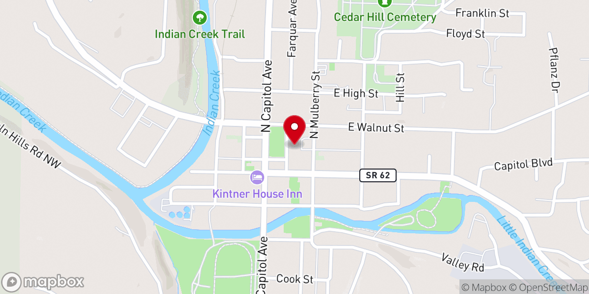 Map showing location of Corydon United Methodist Church