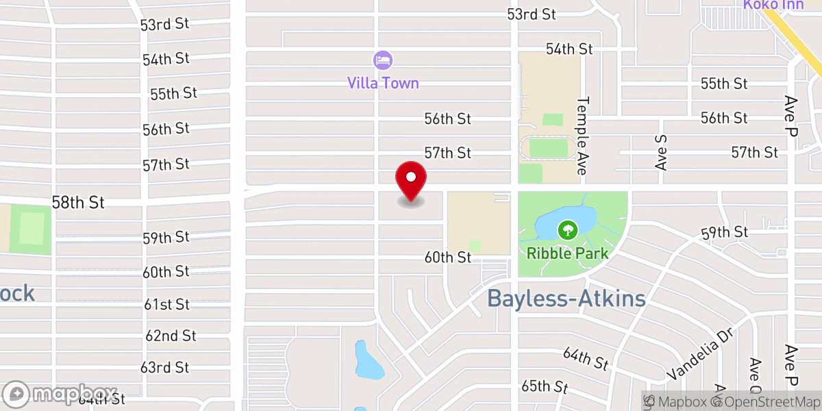 Map showing location of Oakwood Fellowship, Lubbock,Texas