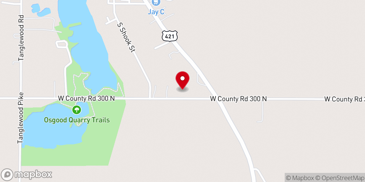 Map showing location of Osgood Church of Christ