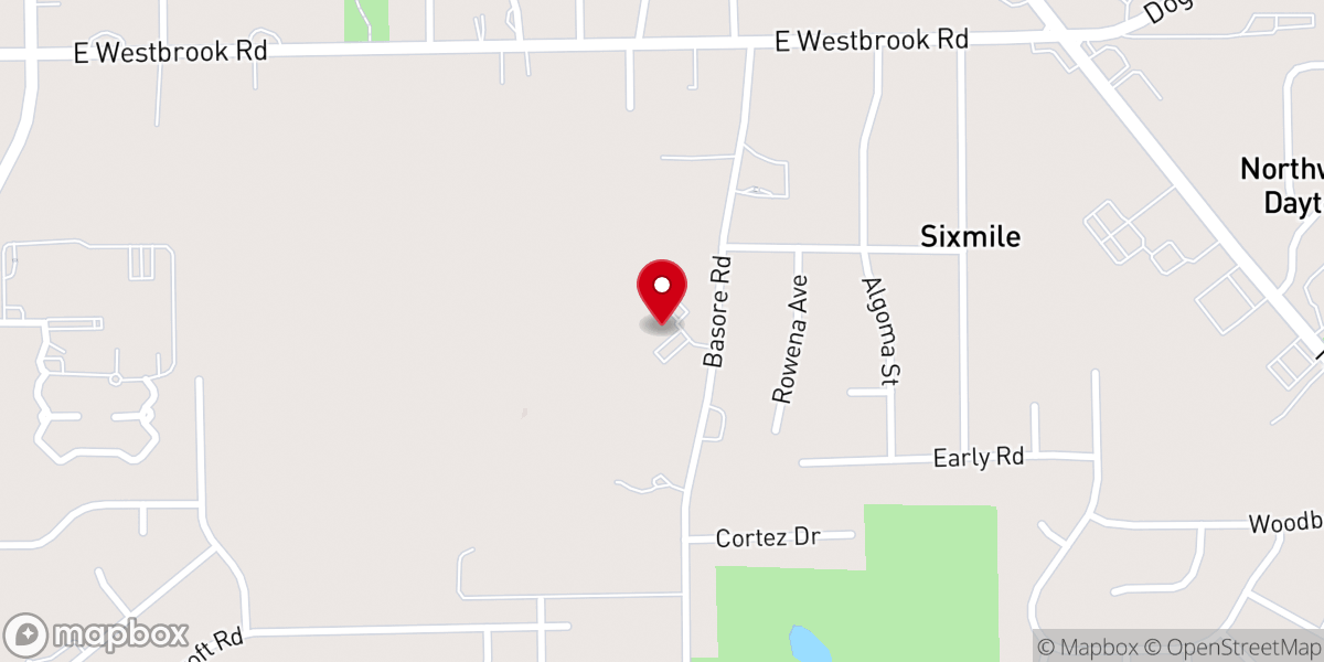 Map showing location of Basore Road Bible Church