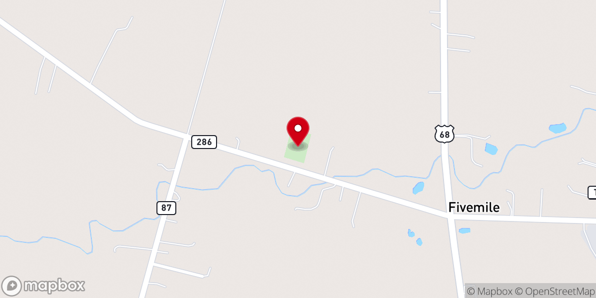 Map showing location of Five Mile Holiness Church