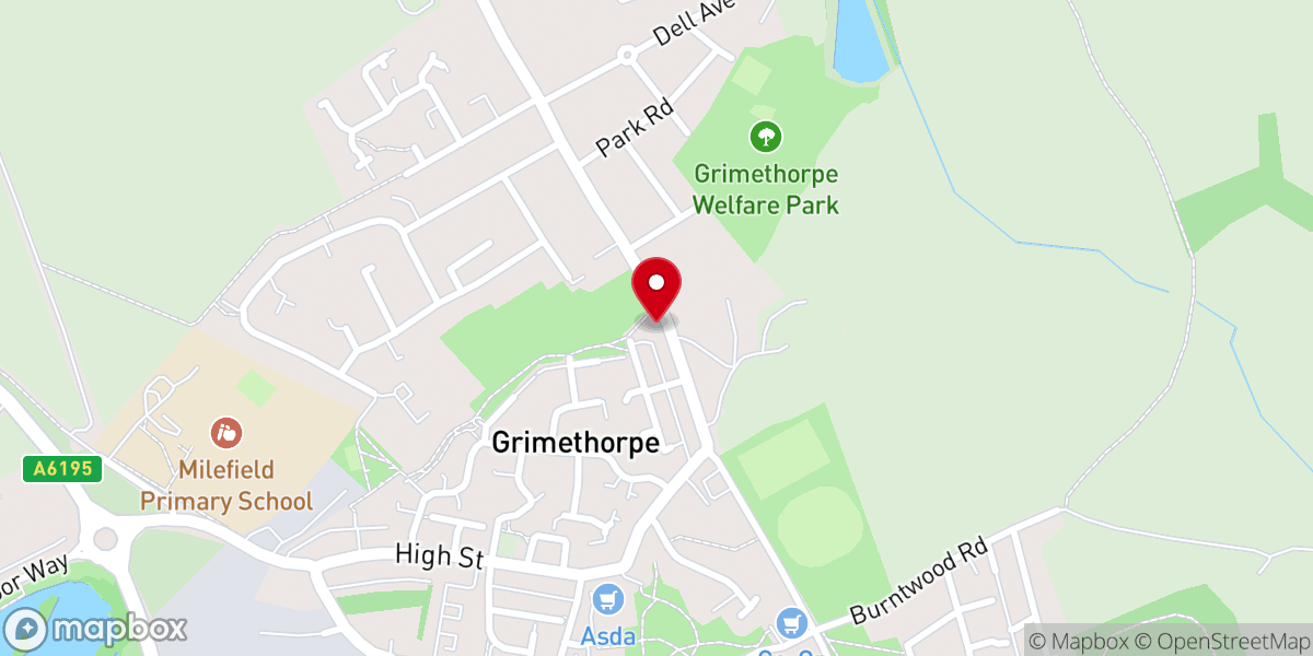 Map showing location of Grimethorpe Pentecostal Church