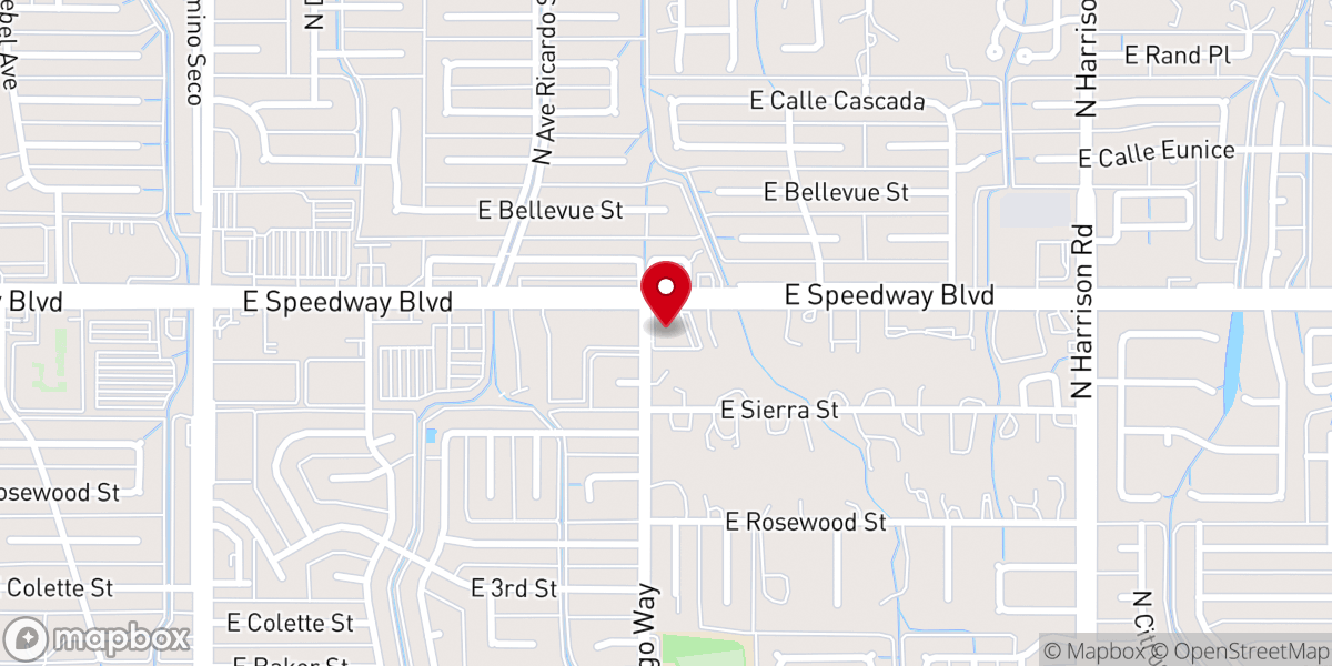 Map showing location of East Tucson Baptist Church