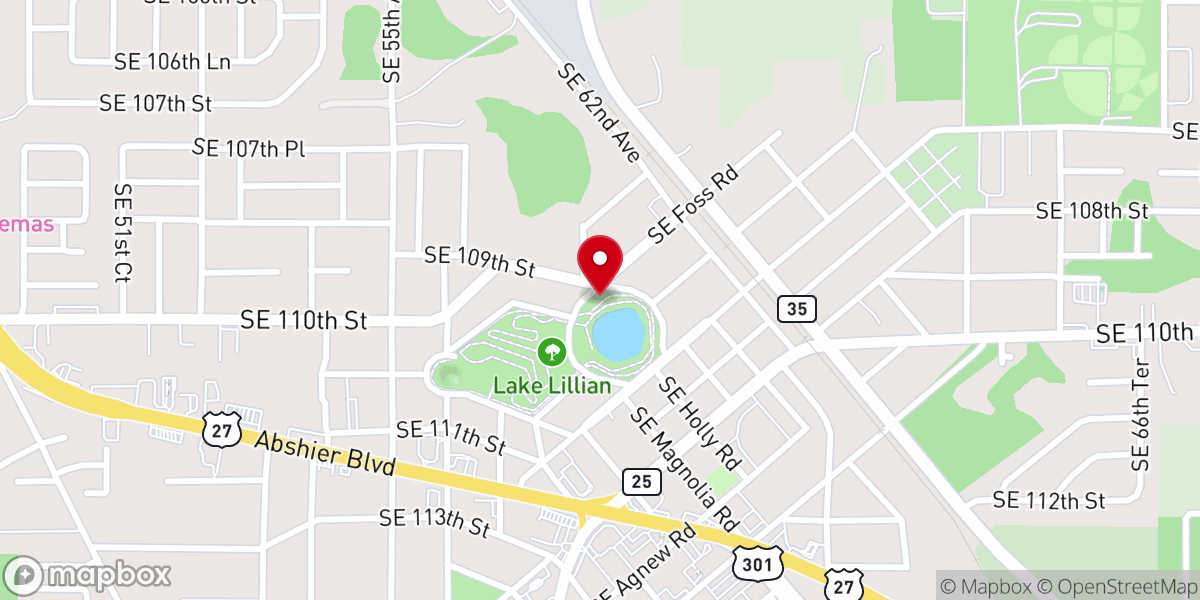 Map showing location of Lake Lillian Pavilion