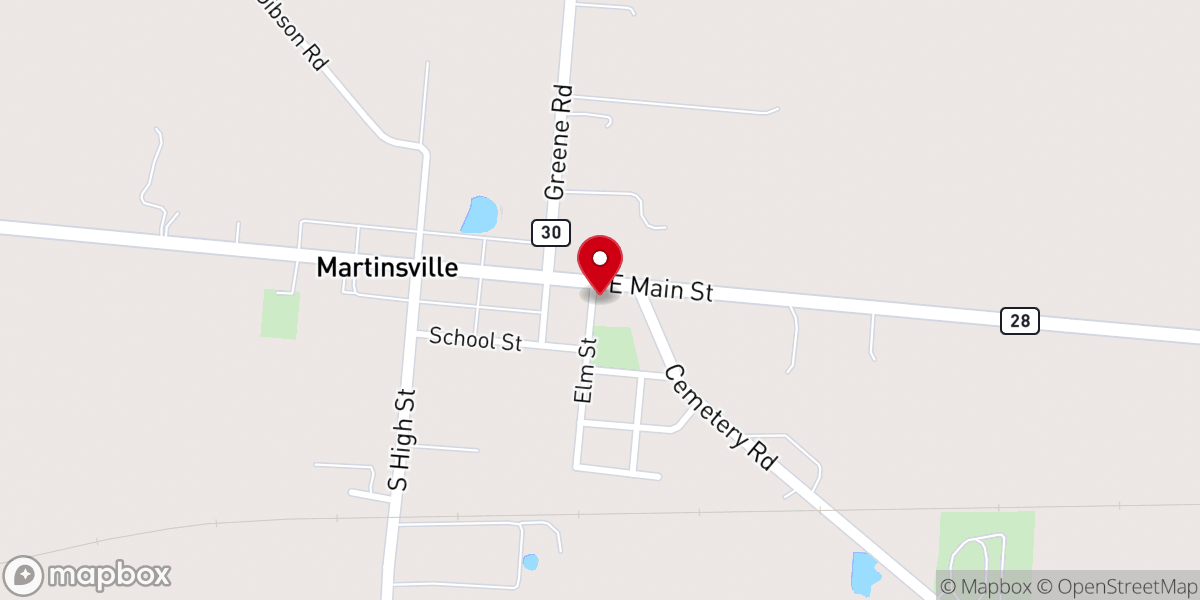 Map showing location of Martinsville Friends Meeting