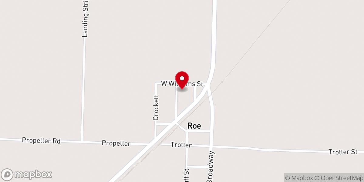 Map showing location of Roe Missionary Baptist Church