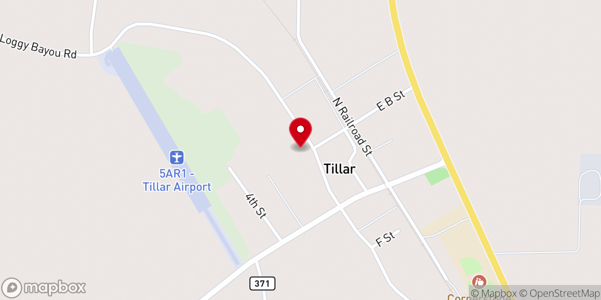 Map showing location of Tillar Baptist Church