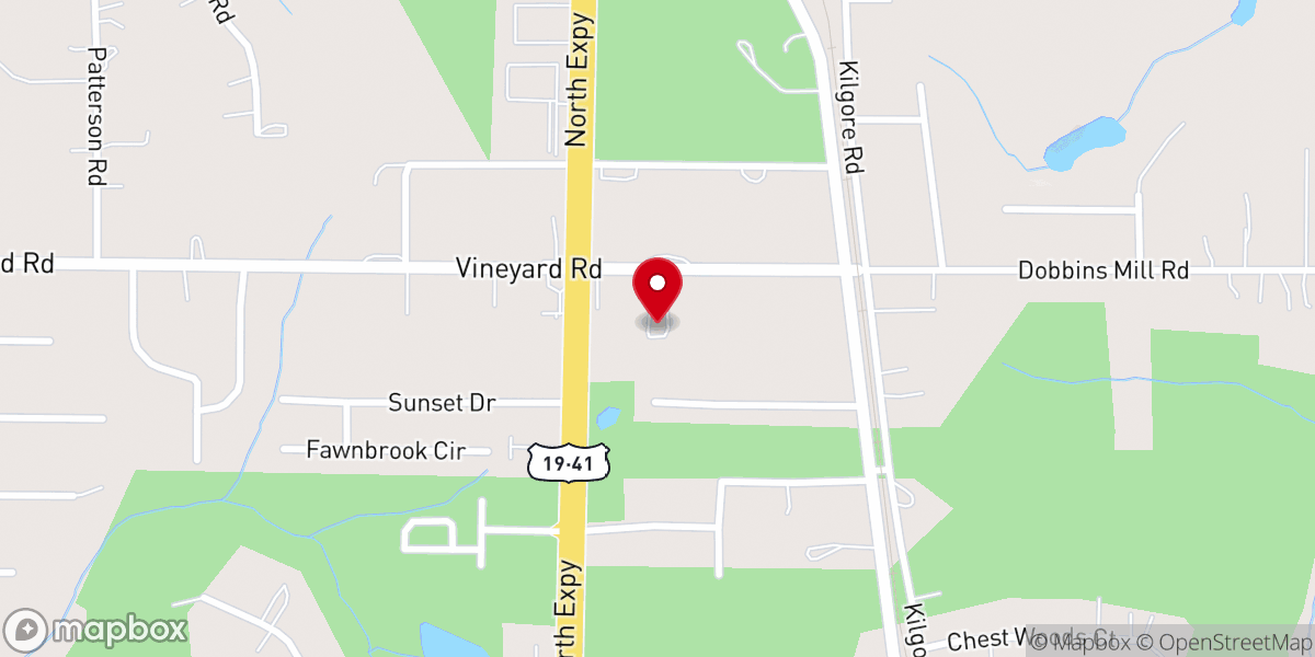 Map showing location of Vineyard Baptist Church