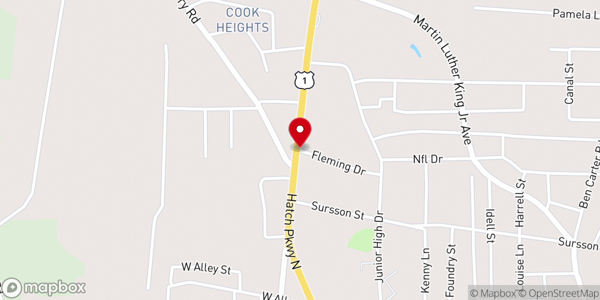 Map showing location of Baxley Christian Center