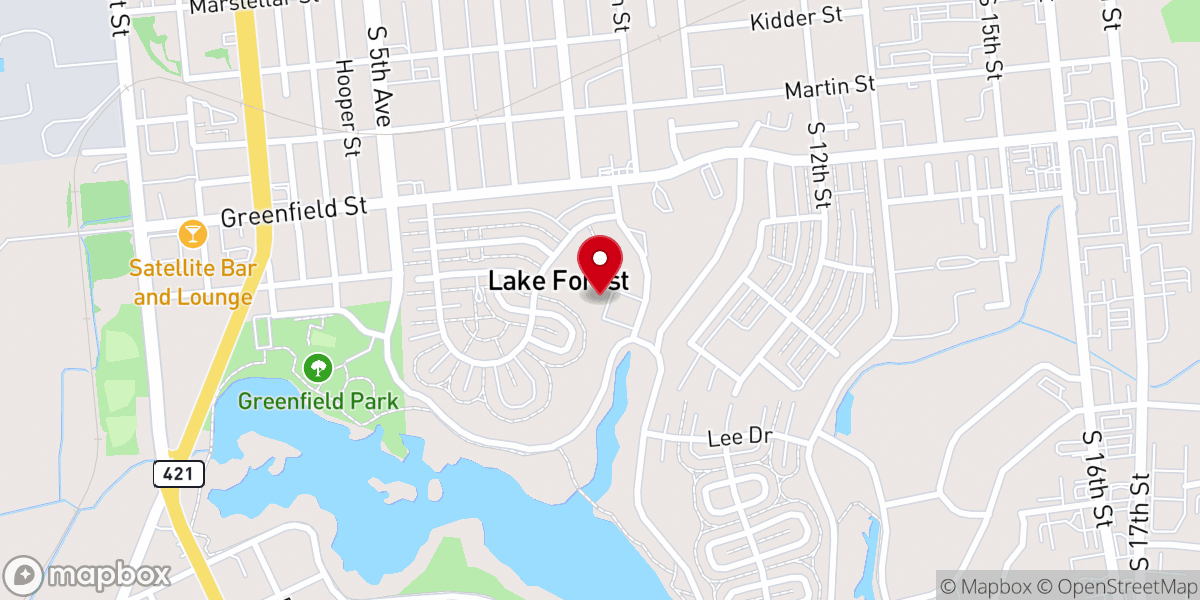Map showing location of Lake Forest Baptist Church