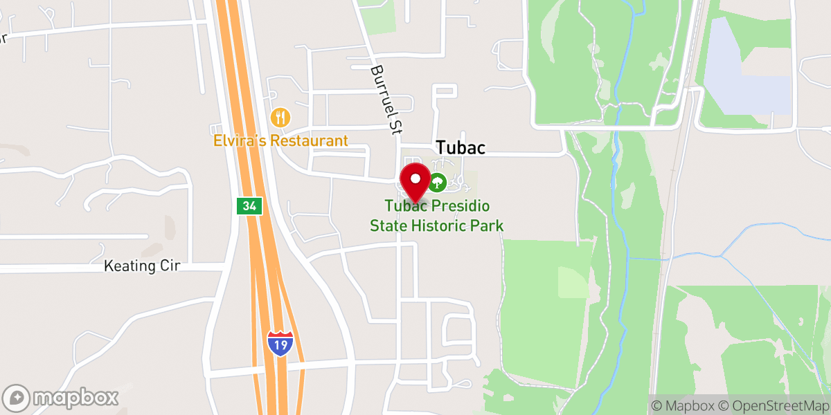 Map showing location of Tubac Presidio State Historic Park