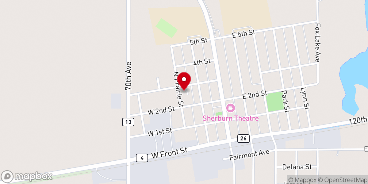 Map showing location of First Congregational Church