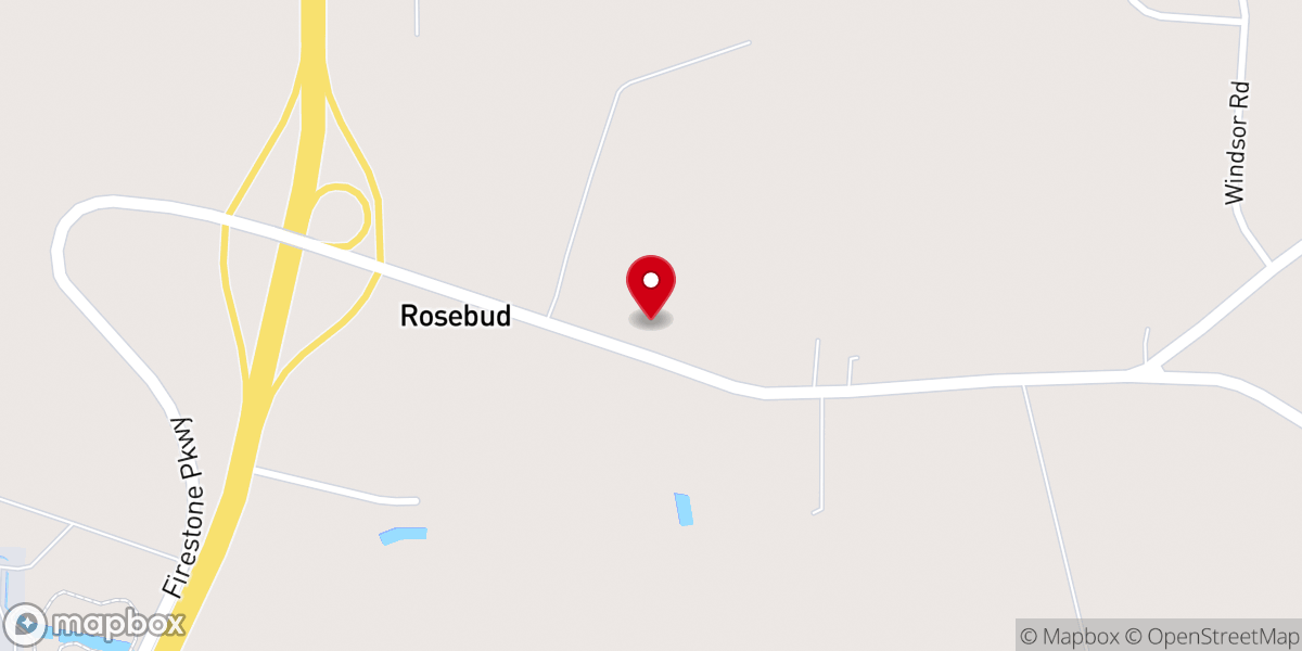 Map showing location of Rosebud Baptist Church