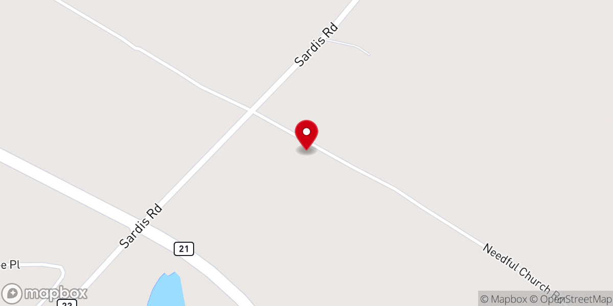 Map showing location of Needful Church