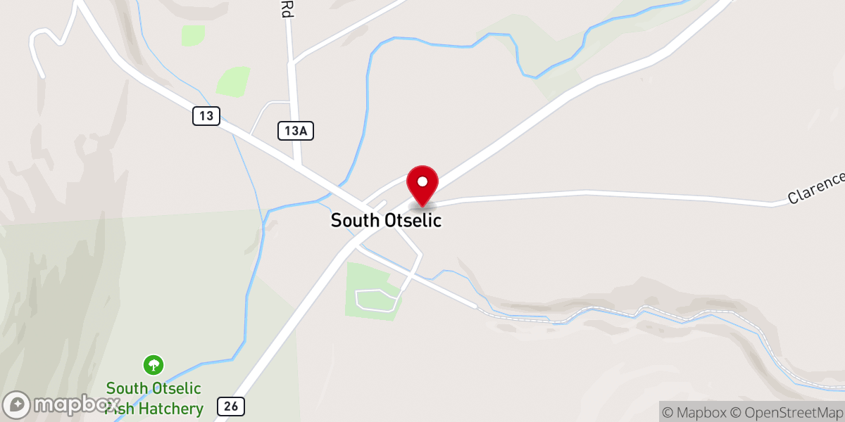 Map showing location of South Otselic United Methodist Church