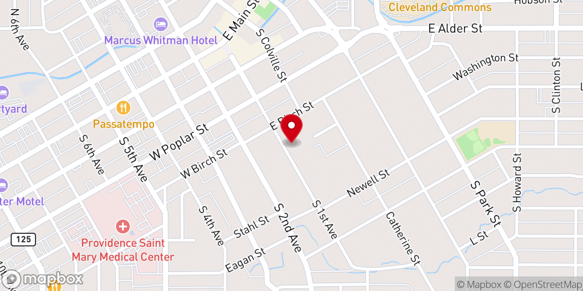 Map showing location of Walla Walla Presbyterian Church