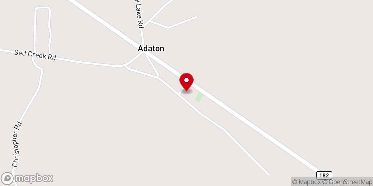 Map showing location of Adaton Baptist Church