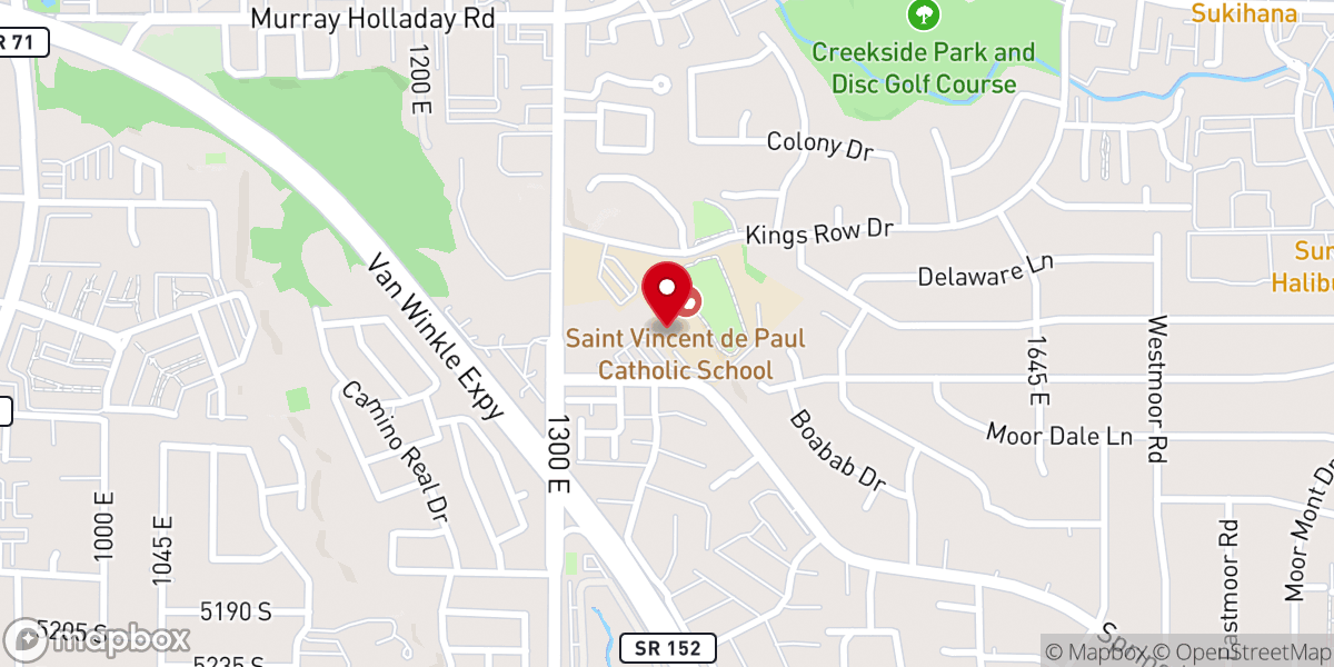 Map showing location of Saint Vincent de Paul Catholic Church, Holladay