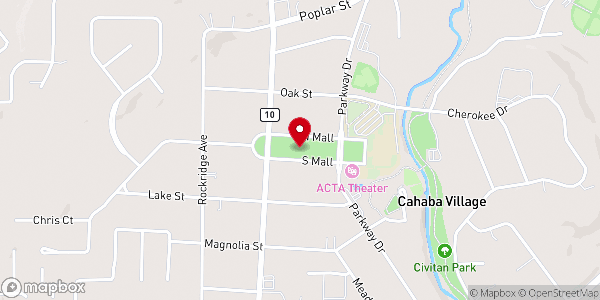 Map showing location of Historic Trussville Mall