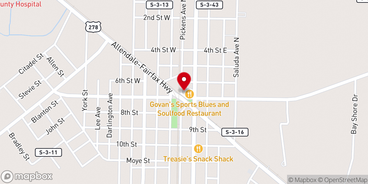 Map showing location of Brunson United Methodist Church