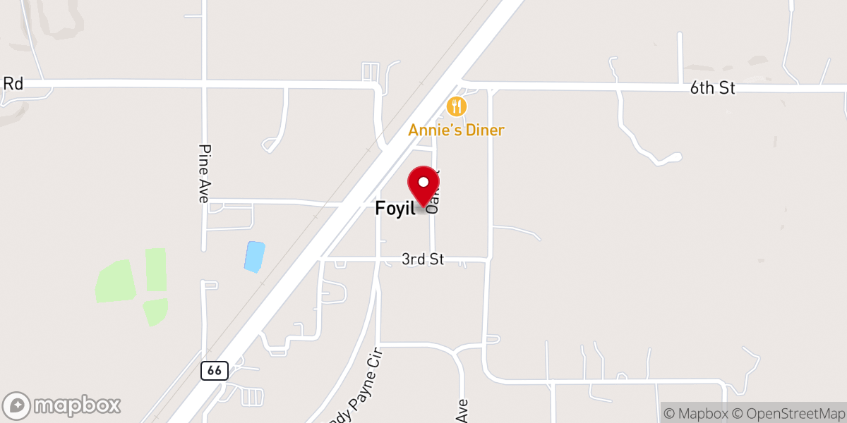 Map showing location of Foyil United Methodist Church