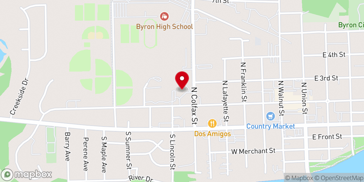 Map showing location of United Methodist Church of Byron