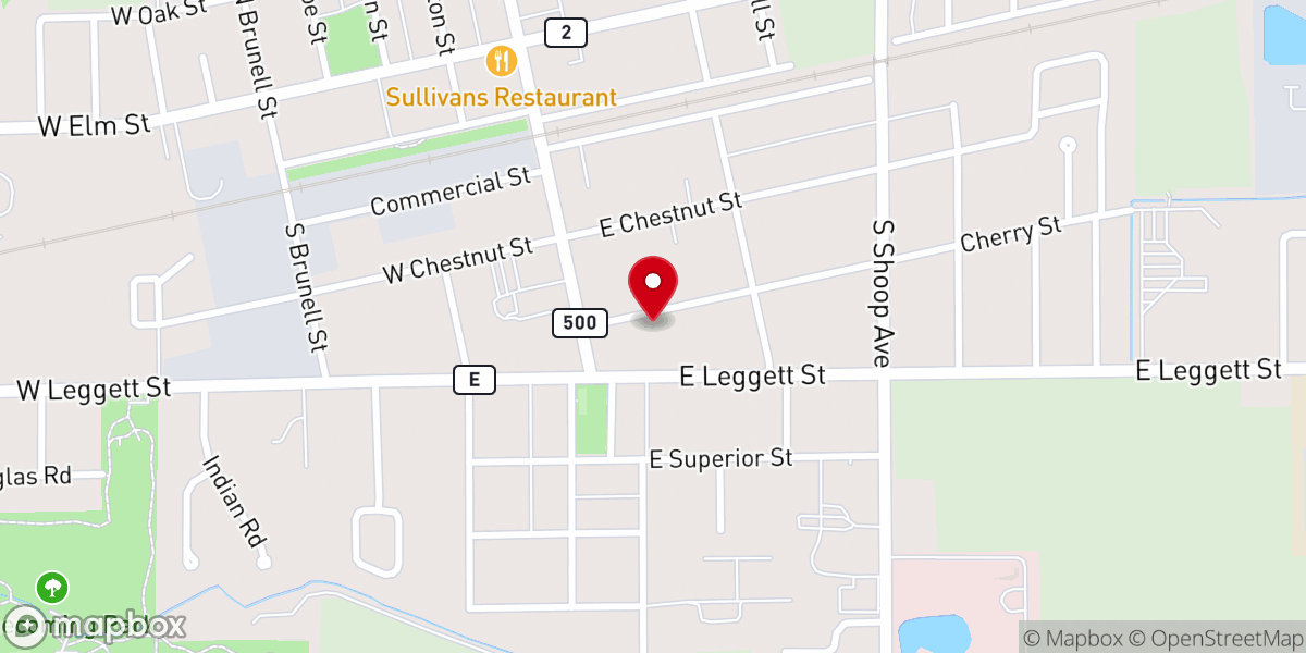 Map showing location of Wauseon Community Church
