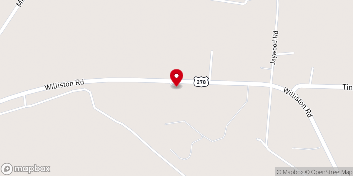 Map showing location of Hillcrest Baptist Church
