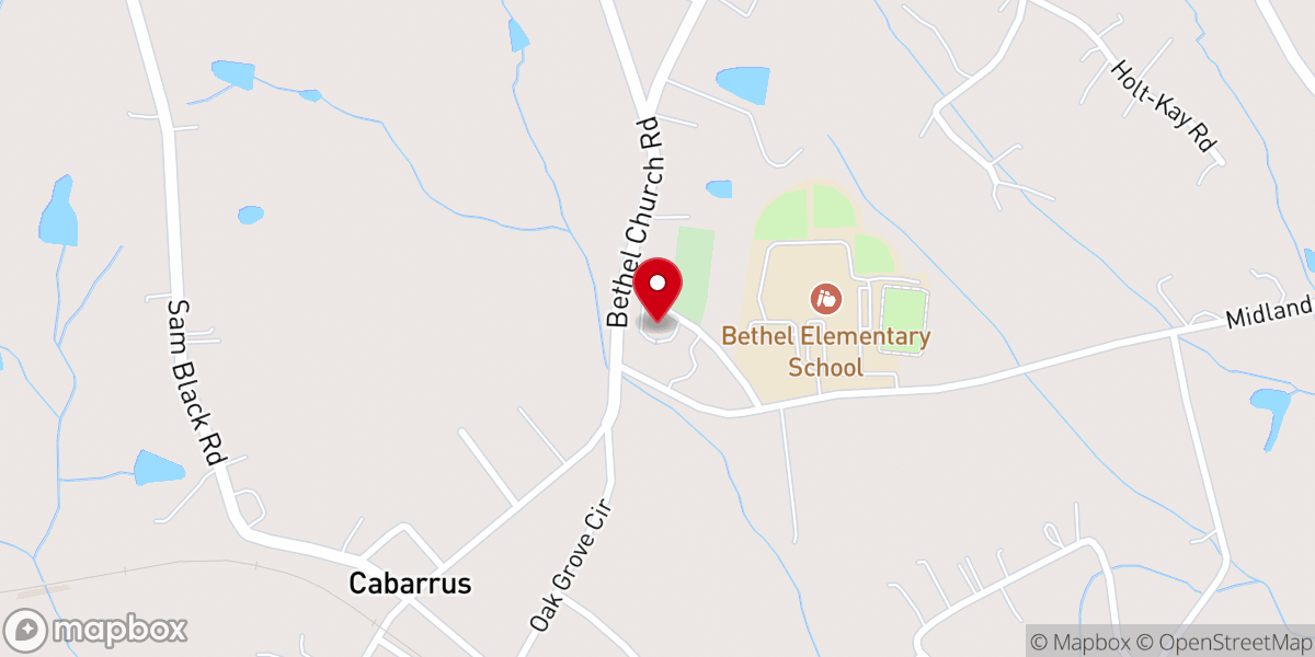 Map showing location of Bethel Church of Midland